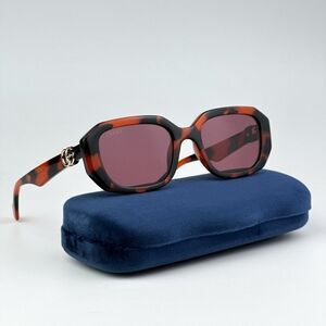 NEW Gucci GG1535S 005 Orange Havana Violet Women Geometric Sunglasses GG 1535S